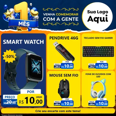 Modelo de Rede Social para Feed Facebook com o tema Um Mês de Aniversário para Informática