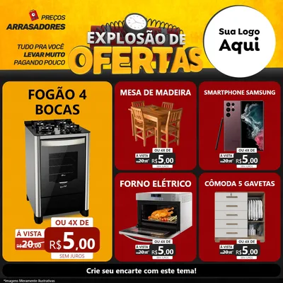 Modelo de Rede Social para Feed Facebook com o tema Explosão de Ofertas para Móveis e Eletro