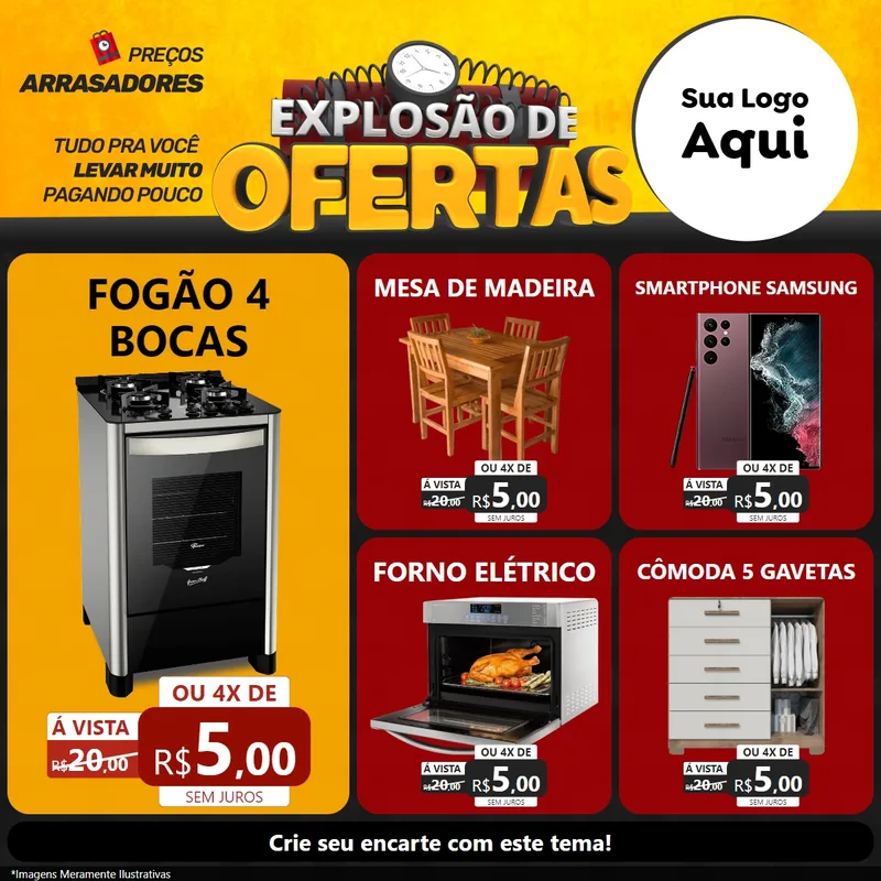 Modelo de Rede Social para Feed Facebook com o tema Explosão de Ofertas para Móveis e Eletro