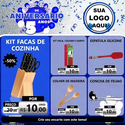 Modelo de Rede Social para Feed Facebook com o tema Promoção de Aniversário - 5 Anos para Utilidades Domésticas