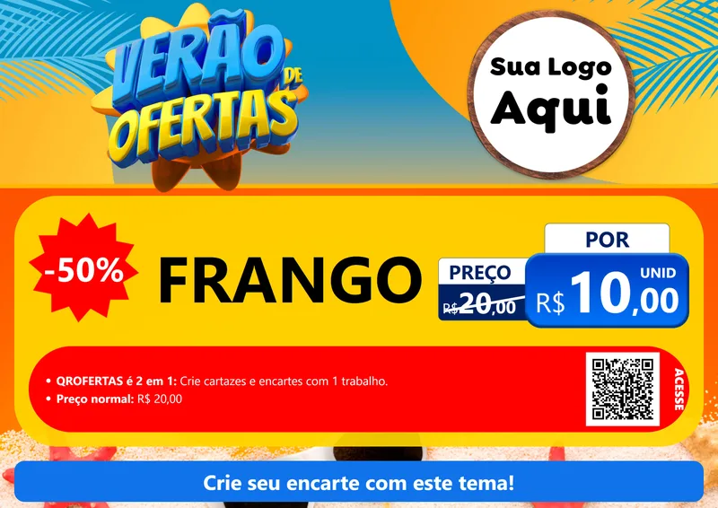 Modelo de Cartaz para Cartaz A4 Horizontal com o tema Verão de Ofertas para Assados