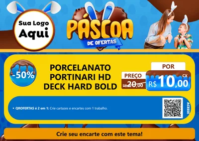 Modelo de Cartaz para Cartaz A4 Horizontal com o tema Páscoa de Ofertas para Pisos e revestimentos