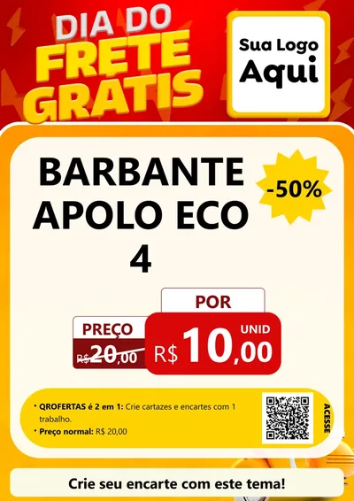 Modelo de Cartaz para Cartaz A4 Vertical com o tema Dia do Frete Grátis para Armarinho e Aviamentos