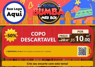 Modelo de Cartaz para Cartaz A4 Horizontal com o tema Festival Bumba Meu Boi para Embalagens
