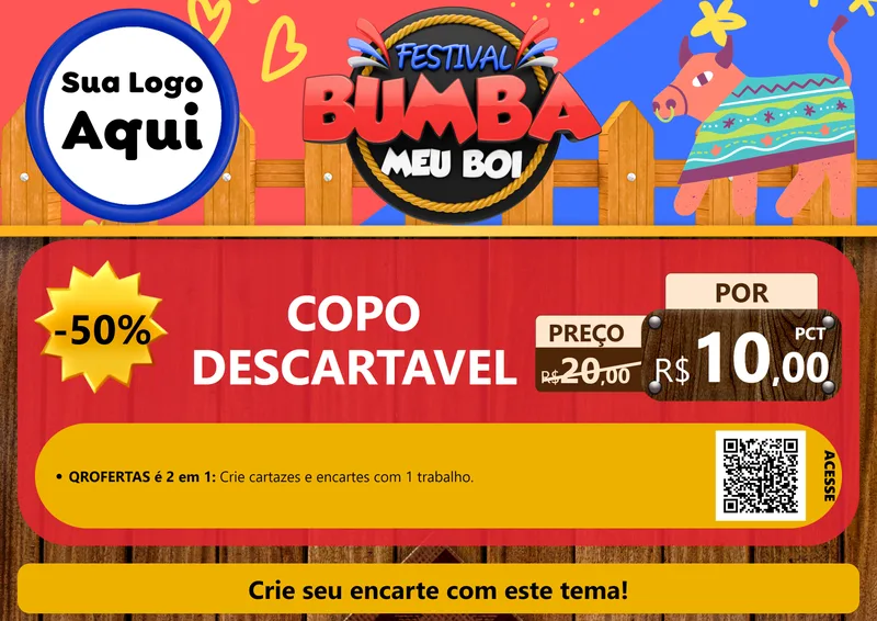 Modelo de Cartaz para Cartaz A4 Horizontal com o tema Festival Bumba Meu Boi para Embalagens