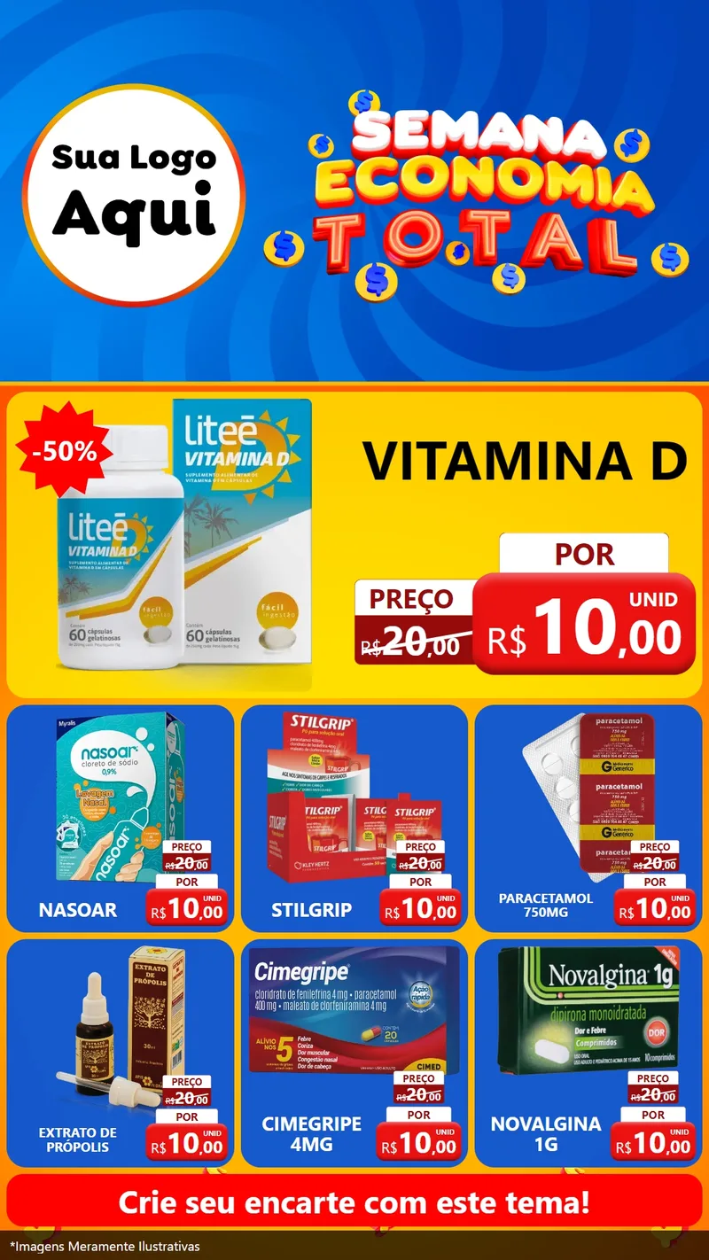 Modelo de Rede Social para Stories com o tema Semana Economia Total para Farmácia