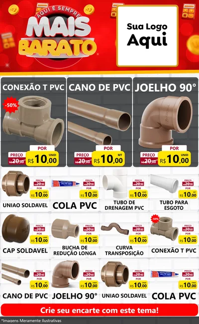 Modelo de Encarte para Encarte Grande com o tema Mais Barato para Tubos e conexões