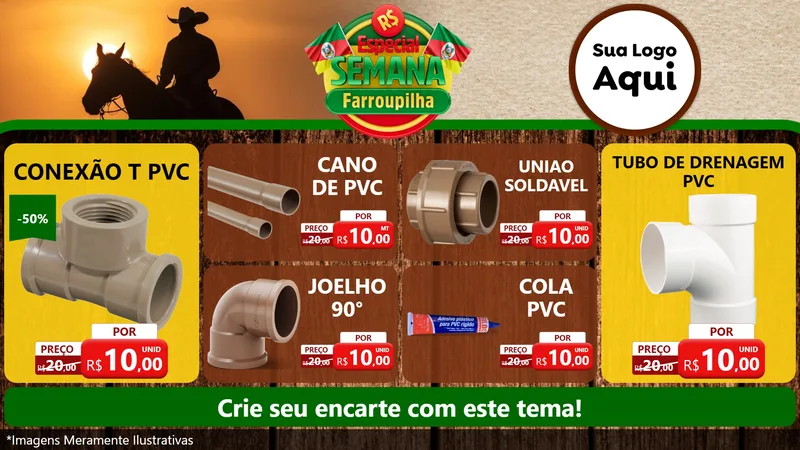 Modelo de TV para TV Horizontal com o tema Especial Semana Farroupilha para Tubos e conexões