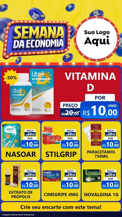 Modelo de Rede Social para Stories com o tema Semana da Economia para Farmácia