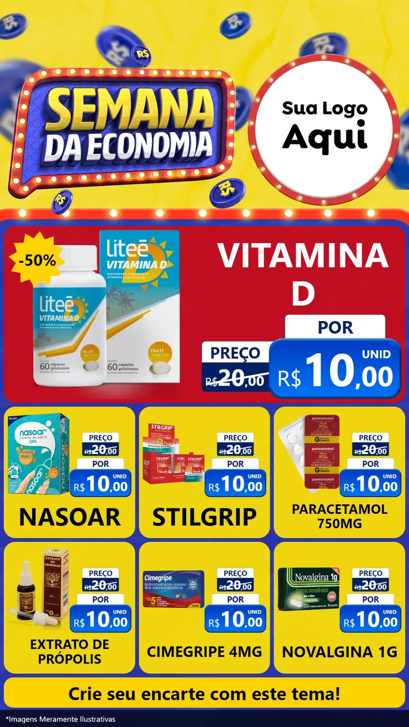 Modelo de Rede Social para Stories com o tema Semana da Economia para Farmácia