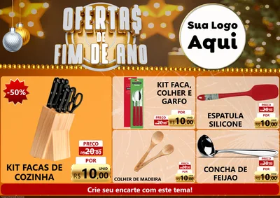 Modelo de Encarte para Encarte A4 Horizontal com o tema Ofertas de Fim de Ano para Utilidades Domésticas