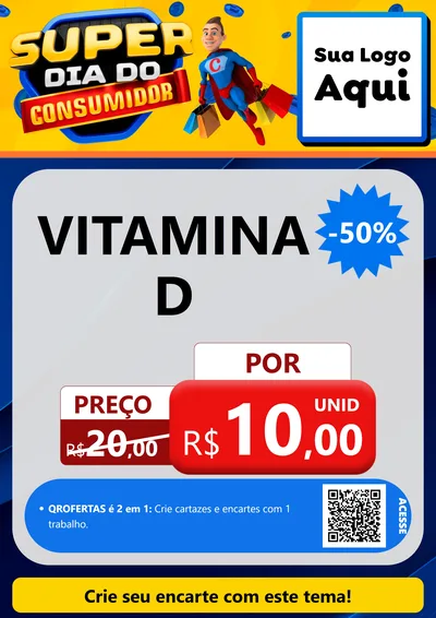 Modelo de Cartaz para Cartaz A4 Vertical com o tema Super Dia do Consumidor para Farmácia