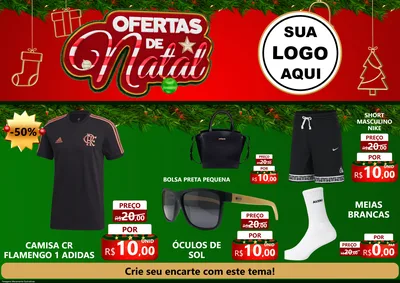 Modelo de Encarte para Encarte A4 Horizontal com o tema Ofertas de Natal para Roupas e acessórios