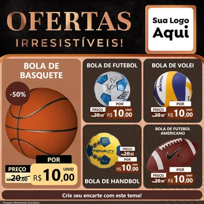 Modelo de Rede Social para Feed Facebook com o tema Ofertas Irresistíveis! para Artigos Esportivos