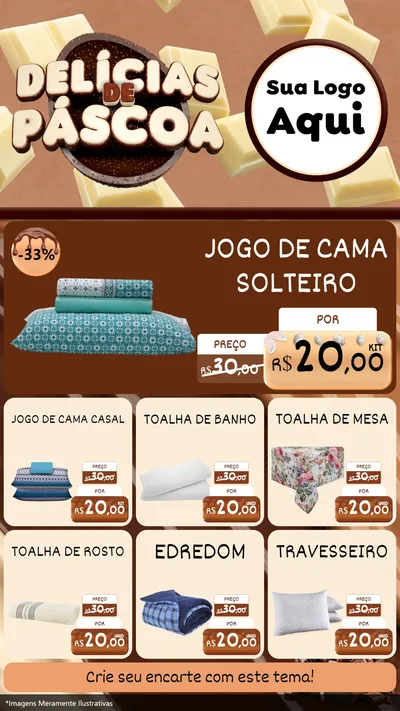 Modelo de Rede Social para Stories com o tema Delícias de Páscoa para Cama, Mesa e Banho