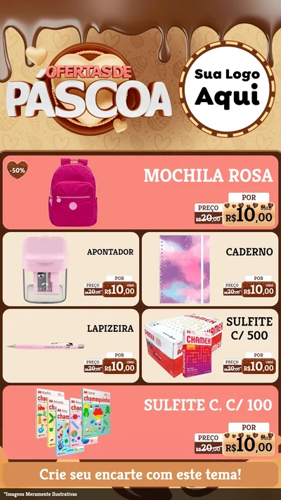 Modelo de TV para TV Vertical com o tema Ofertas de Páscoa para Papelaria