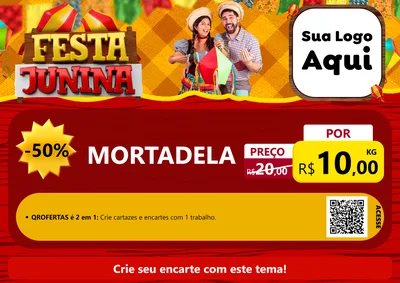 Modelo de Cartaz para Cartaz A4 Horizontal com o tema Festa Junina para Frios e Laticínios