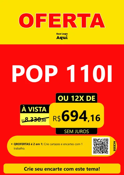 Modelo de Cartaz para Cartaz A4 Vertical com o tema OFERTA - Vermelho Cartaz para Concessionaria de Motos