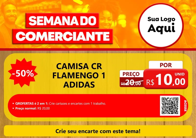 Modelo de Cartaz para Cartaz A4 Horizontal com o tema Semana do Comerciante para Roupas e acessórios
