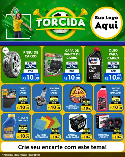 Modelo de Rede Social para Feed Instagram com o tema Torcida para Auto peças