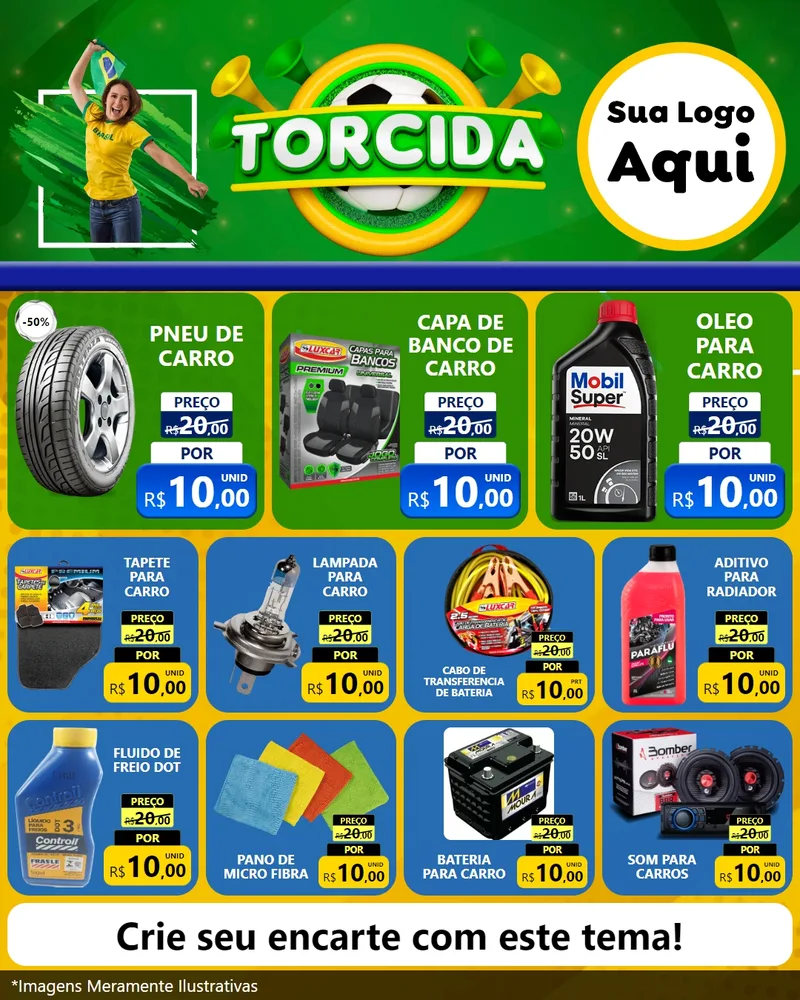 Modelo de Rede Social para Feed Instagram com o tema Torcida para Auto peças