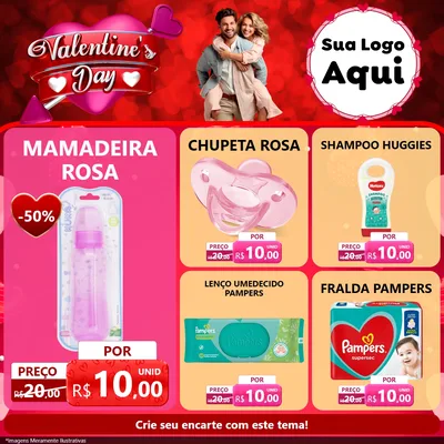 Modelo de Rede Social para Feed Facebook com o tema Valentine's Day para Bebês