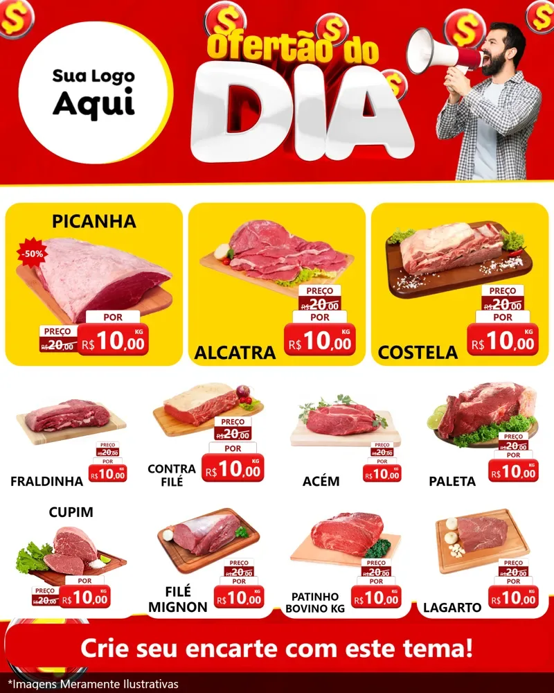 Modelo de Rede Social para Feed Instagram com o tema Ofertão do dia para Açougue