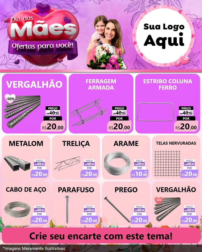 Modelo de Rede Social para Feed Instagram com o tema Dia das Mães Ofertas para Você! para Ferragens