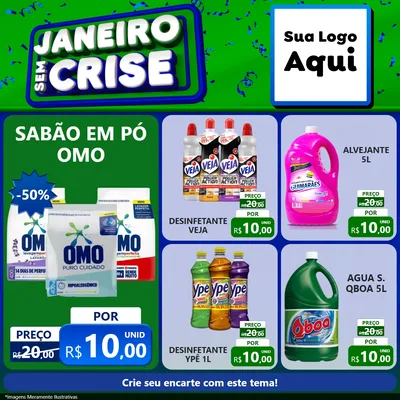 Modelo de Rede Social para Feed Facebook com o tema Janeiro Sem Crise para Produtos de Limpeza