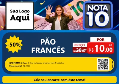 Modelo de Cartaz para Cartaz A4 Horizontal com o tema Nota 10 para Padaria