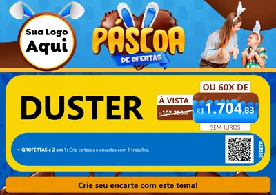 Modelo de Cartaz para Cartaz A4 Horizontal com o tema Páscoa de Ofertas para Concessionaria de Carros