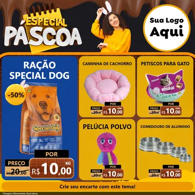Modelo de Rede Social para Feed Facebook com o tema Especial Páscoa para Pet Shop