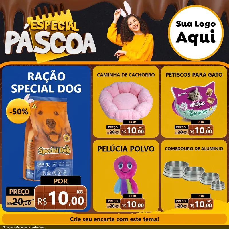 Modelo de Rede Social para Feed Facebook com o tema Especial Páscoa para Pet Shop