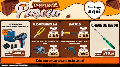 Modelo de TV para TV Horizontal com o tema Ofertas de Páscoa para Maquinas e Ferramentas