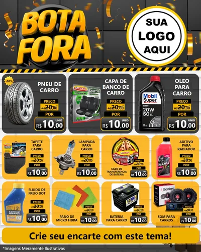Modelo de Rede Social para Feed Instagram com o tema Bota Fora para Auto peças