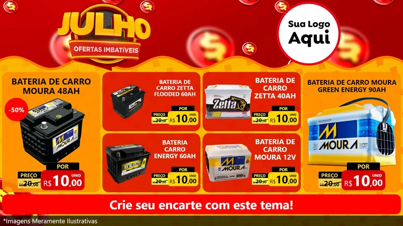 Modelo de TV para TV Horizontal com o tema Julho Ofertas Imbatíveis para Baterias Elétricas