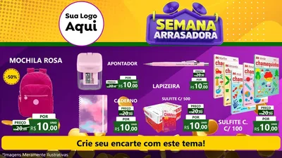 Modelo de TV para TV Horizontal com o tema Semana Arrasadora para Papelaria