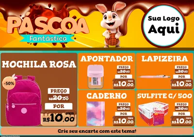 Modelo de Encarte para Encarte A4 Horizontal com o tema Páscoa Fantástica para Papelaria