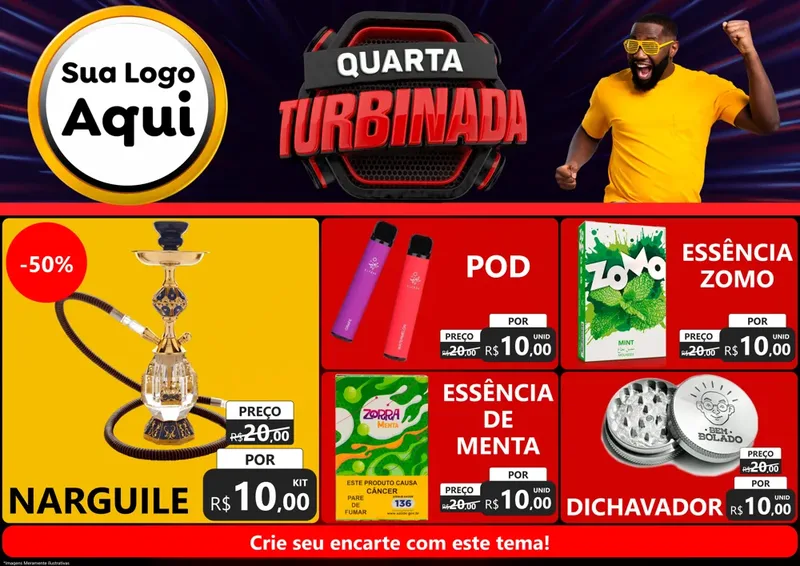 Modelo de Encarte para Encarte A4 Horizontal com o tema Quarta Turbinada para Tabacaria