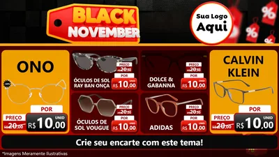 Modelo de TV para TV Horizontal com o tema Black November para Óticas