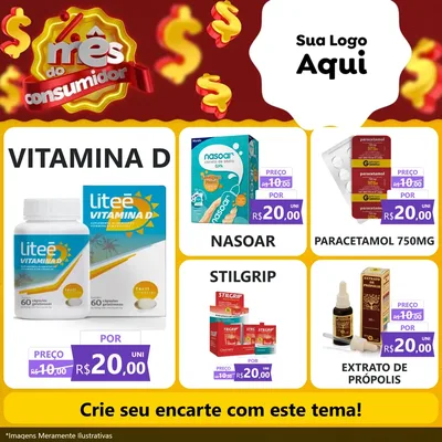 Modelo de Rede Social para Feed Facebook com o tema Mês do consumidor para Farmácia