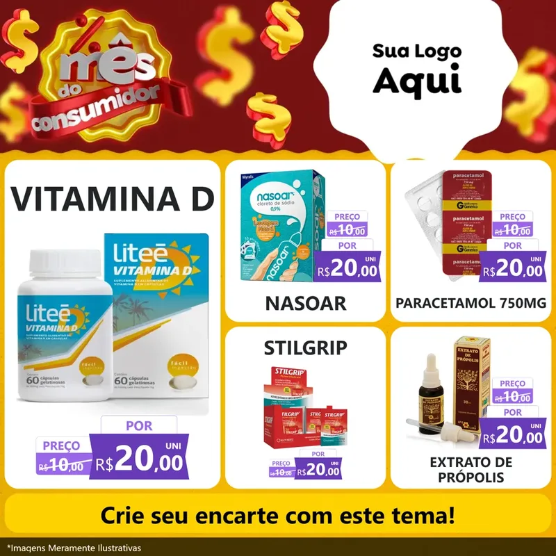 Modelo de Rede Social para Feed Facebook com o tema Mês do consumidor para Farmácia