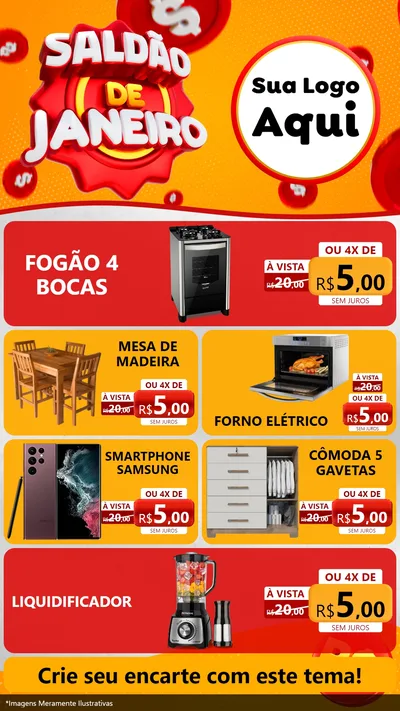 Modelo de TV para TV Vertical com o tema Saldão de Janeiro para Móveis e Eletro