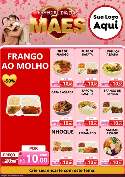 Modelo de Encarte para Encarte A4 Vertical com o tema Especial Dia Das Mães para Restaurante