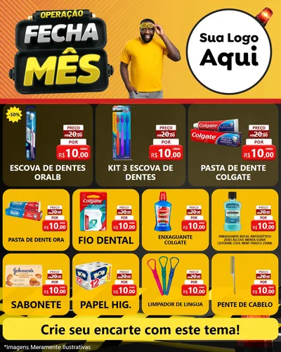 Modelo de Rede Social para Feed Instagram com o tema Operação Fecha Mês para Higiene Pessoal