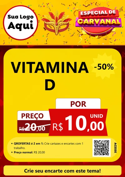 Modelo de Cartaz para Cartaz A4 Vertical com o tema Especial de Carnaval para Farmácia