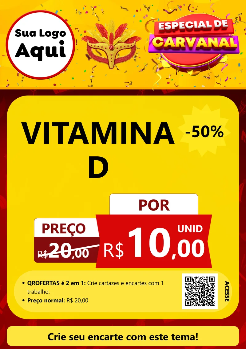Modelo de Cartaz para Cartaz A4 Vertical com o tema Especial de Carnaval para Farmácia