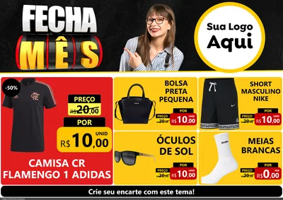 Modelo de Encarte para Encarte A4 Horizontal com o tema Fecha Mês para Roupas e acessórios