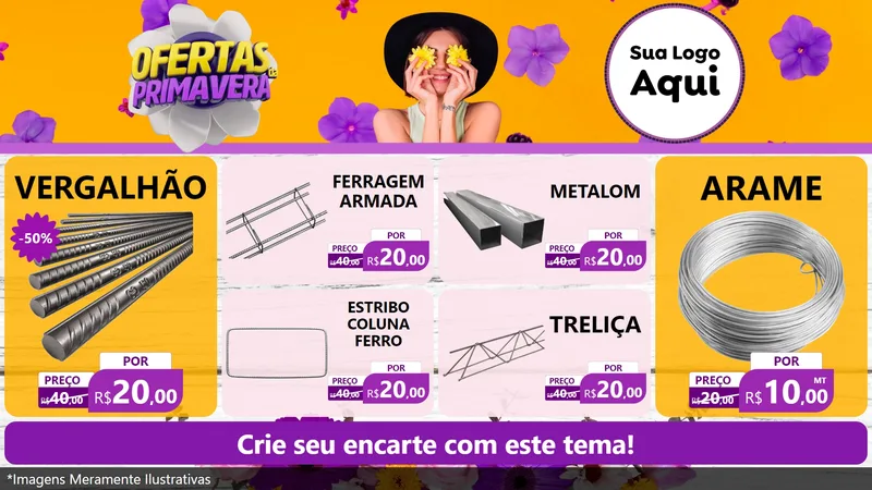 Modelo de TV para TV Horizontal com o tema Ofertas Da Primavera para Ferragens