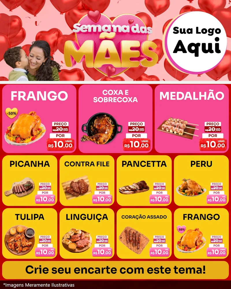 Modelo de Rede Social para Feed Instagram com o tema Semana Das Mães para Assados